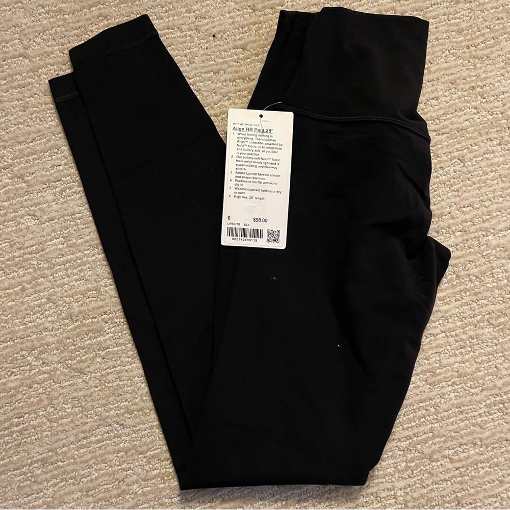 NWT Lululemon Align High Rise Pant 28"  Black - Picture 11 of 13